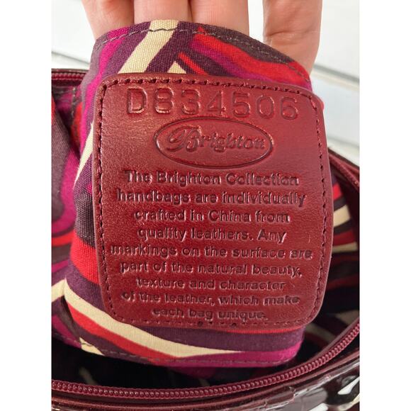 BRIGHTON D834506 RED PATTON LEATHER ANIMAL PRINT SHOULDERBAG - Picture 13 of 16